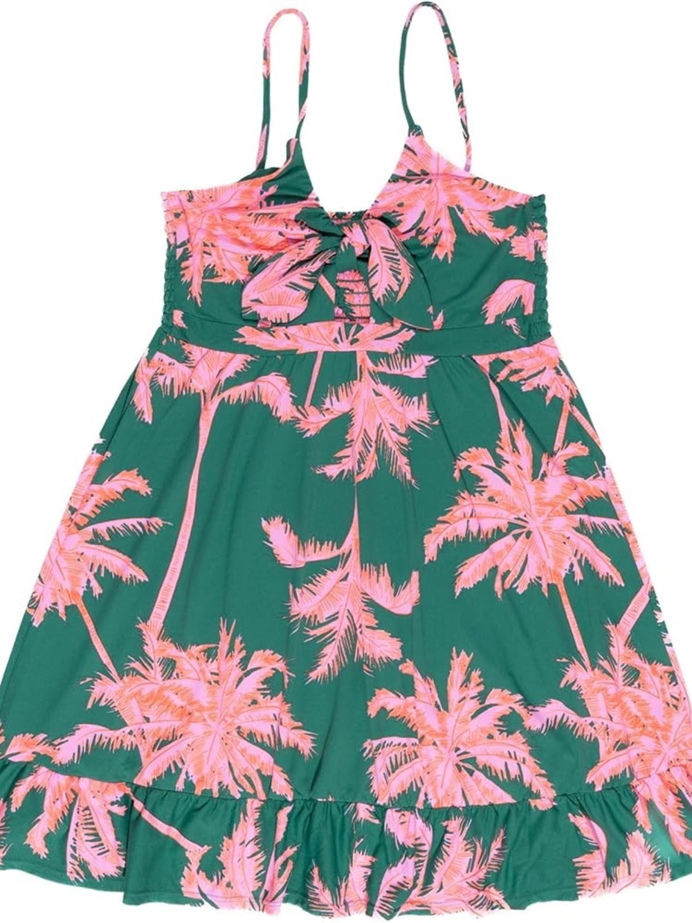 Maaji Girls Allison Dartmouth Palm Print Dress Size 14 Green Pink Tropical